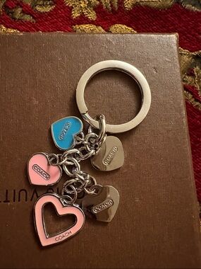 Coach Colorful Enamel Heart Charm Keyring - Pink, Yellow, Blue, Red